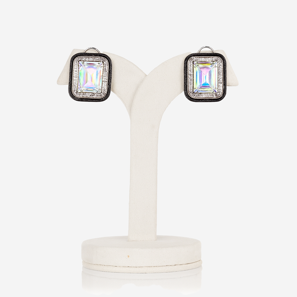 Aanura Champagne Rectangular Stud Earrings