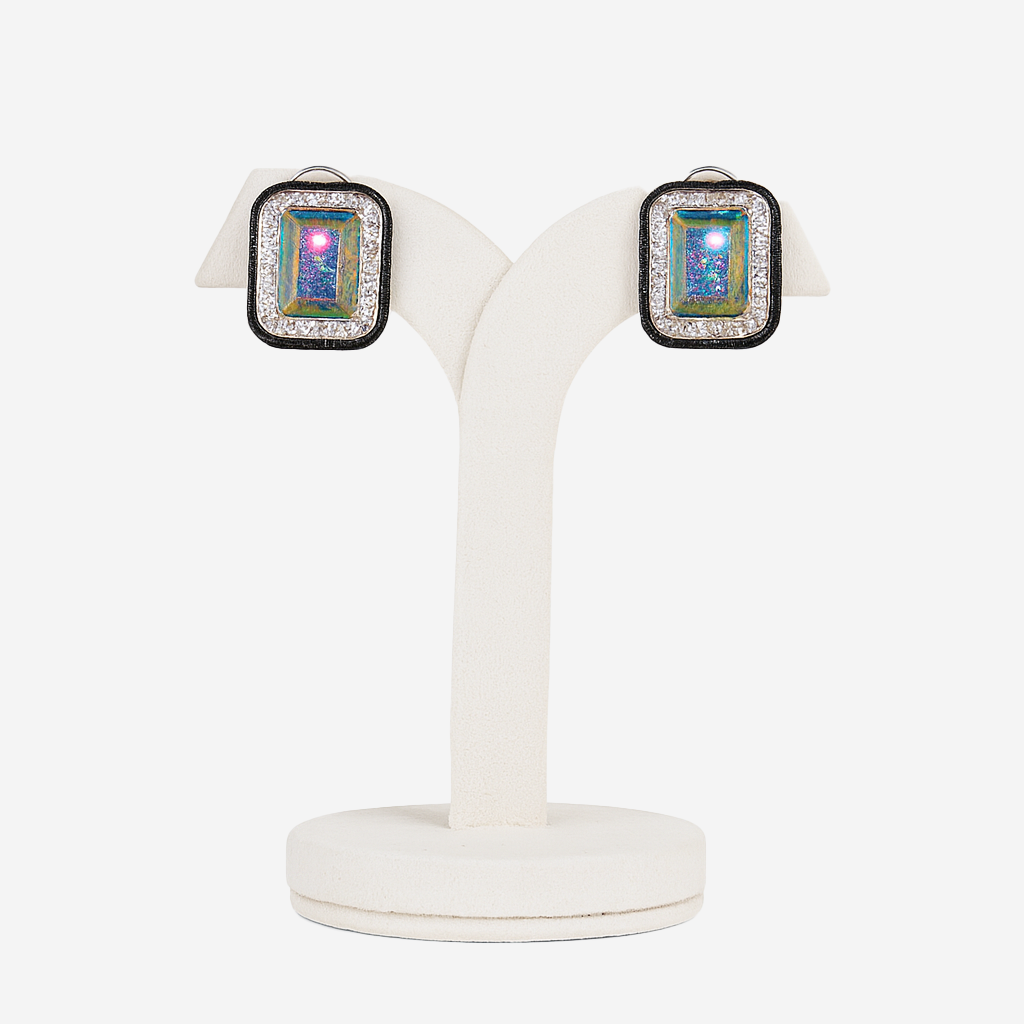 Aanura Champagne Rectangular Stud Earrings