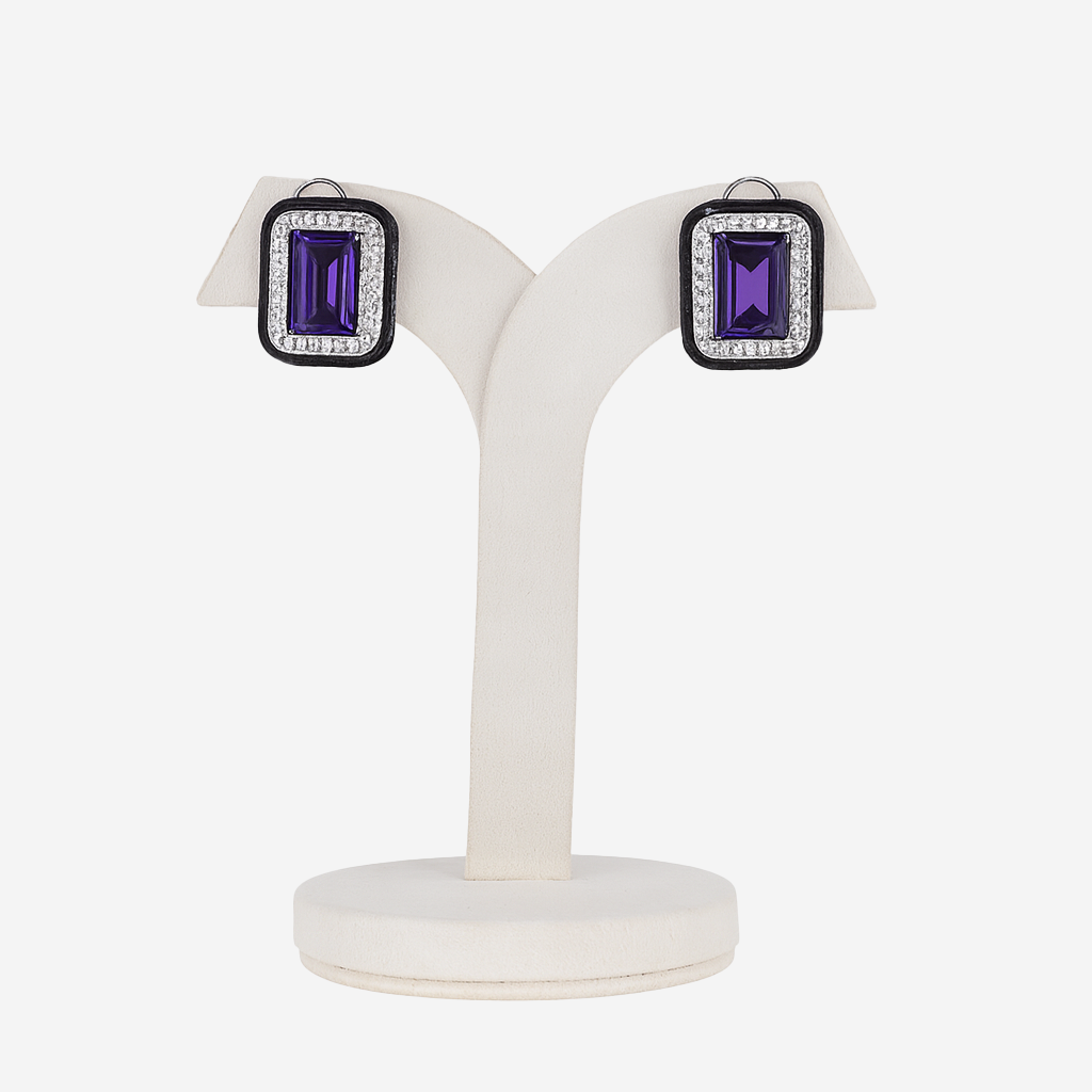 Aanura Champagne Rectangular Stud Earrings