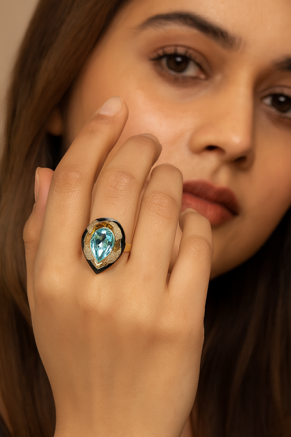 Aanura Gold-Tone Oversized Statement Cocktail Ring