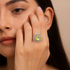 Rhodium Plated Red Oval Halo Anti-Tarnish Waterproof Ring