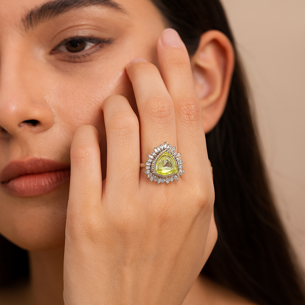 Aanura Oval Gem Halo Cocktail Ring