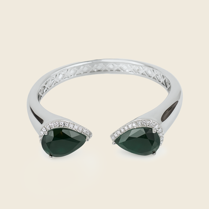 Aanura Emerald Twin Charm Silver Bracelet