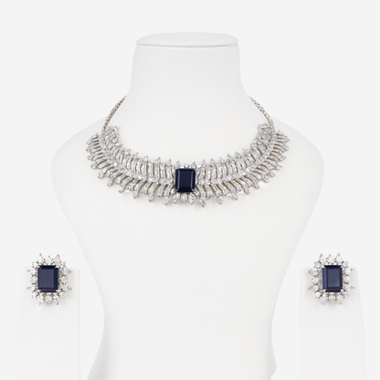 Aanura Ruby Emerald-Cut Necklace Set in Stainless Steel