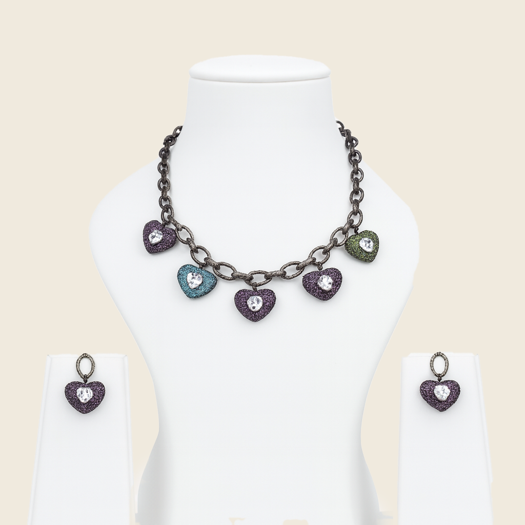 Aanura Multi-Coloured Heart Charm Necklace