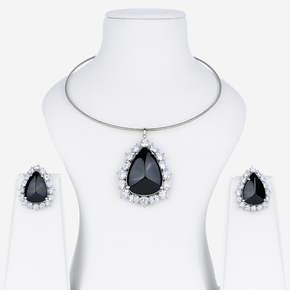 Aanura Black Onyx Teardrop Necklace Set