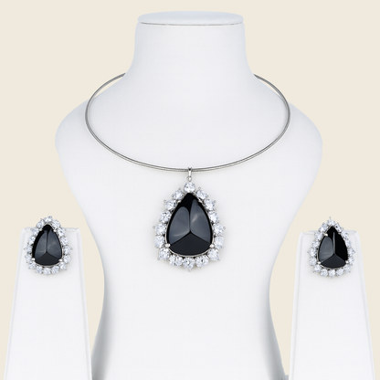 Aanura Black Onyx Teardrop Necklace Set