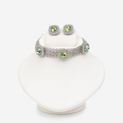 Aanura Multicolor Crystal Choker Necklace Set