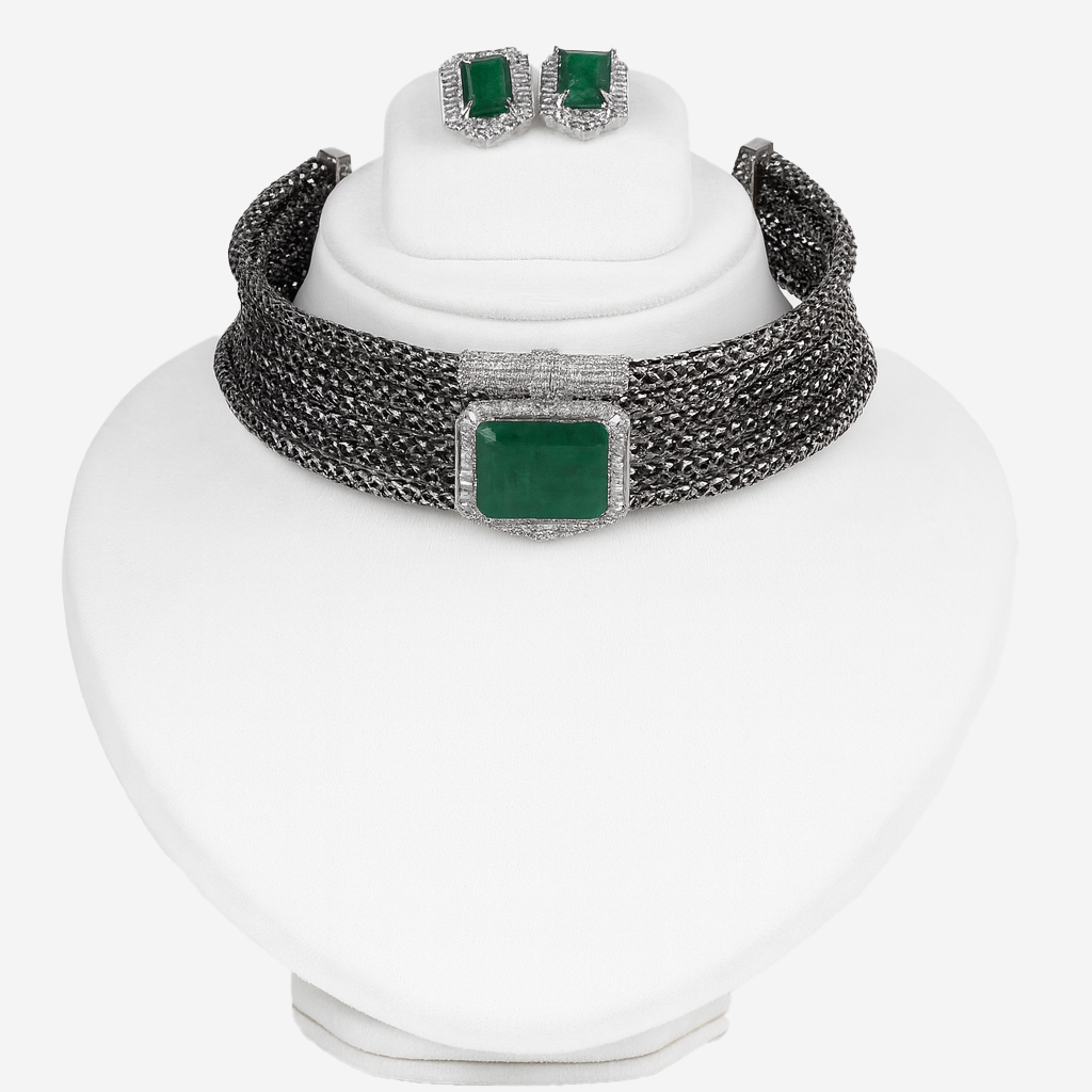 Aanura Emerald Choker Necklace Set