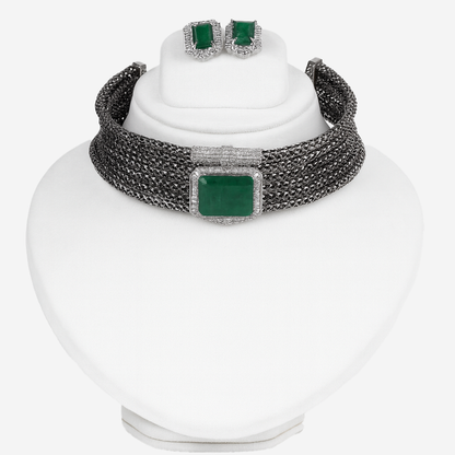 Aanura Emerald Choker Necklace Set