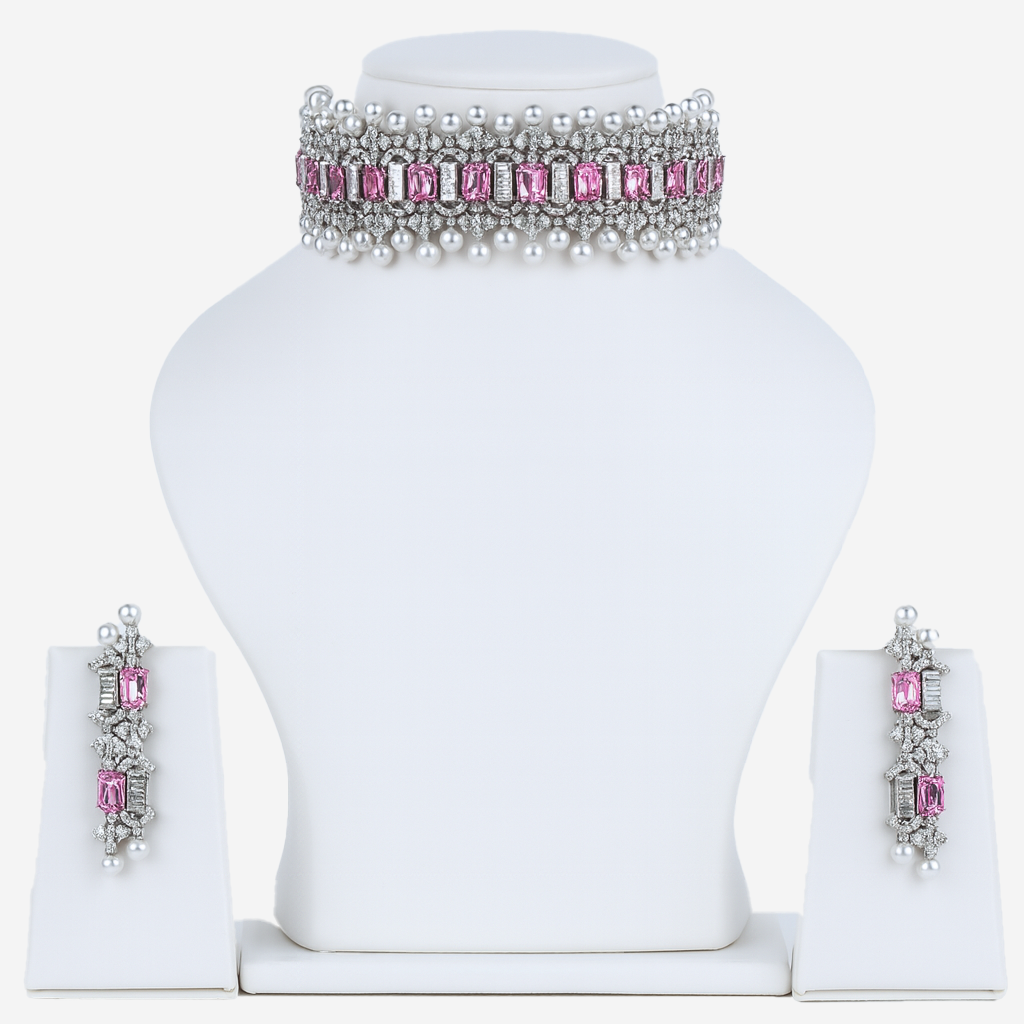 Aanura Emerald Pearl Choker Necklace Set