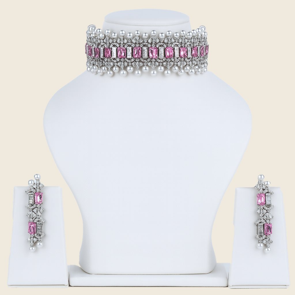 Aanura Emerald Pearl Choker Necklace Set