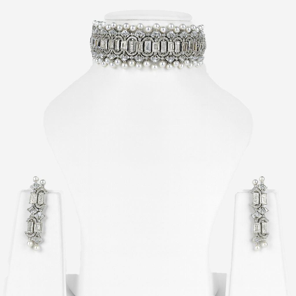 Aanura Emerald Pearl Choker Necklace Set