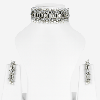 Aanura Emerald Pearl Choker Necklace Set