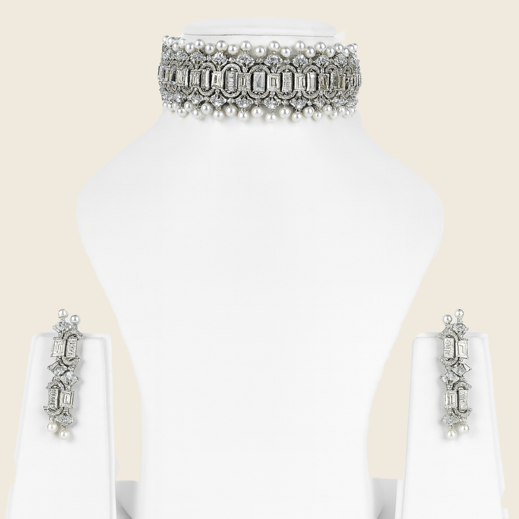 Aanura Emerald Pearl Choker Necklace Set