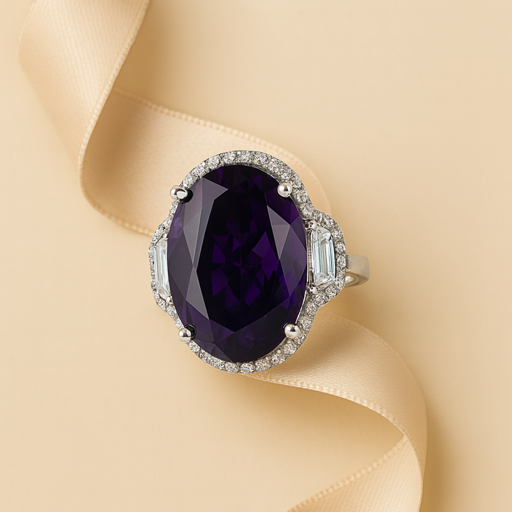 Aanura Silver Yellow Gem Vintage Cocktail Ring