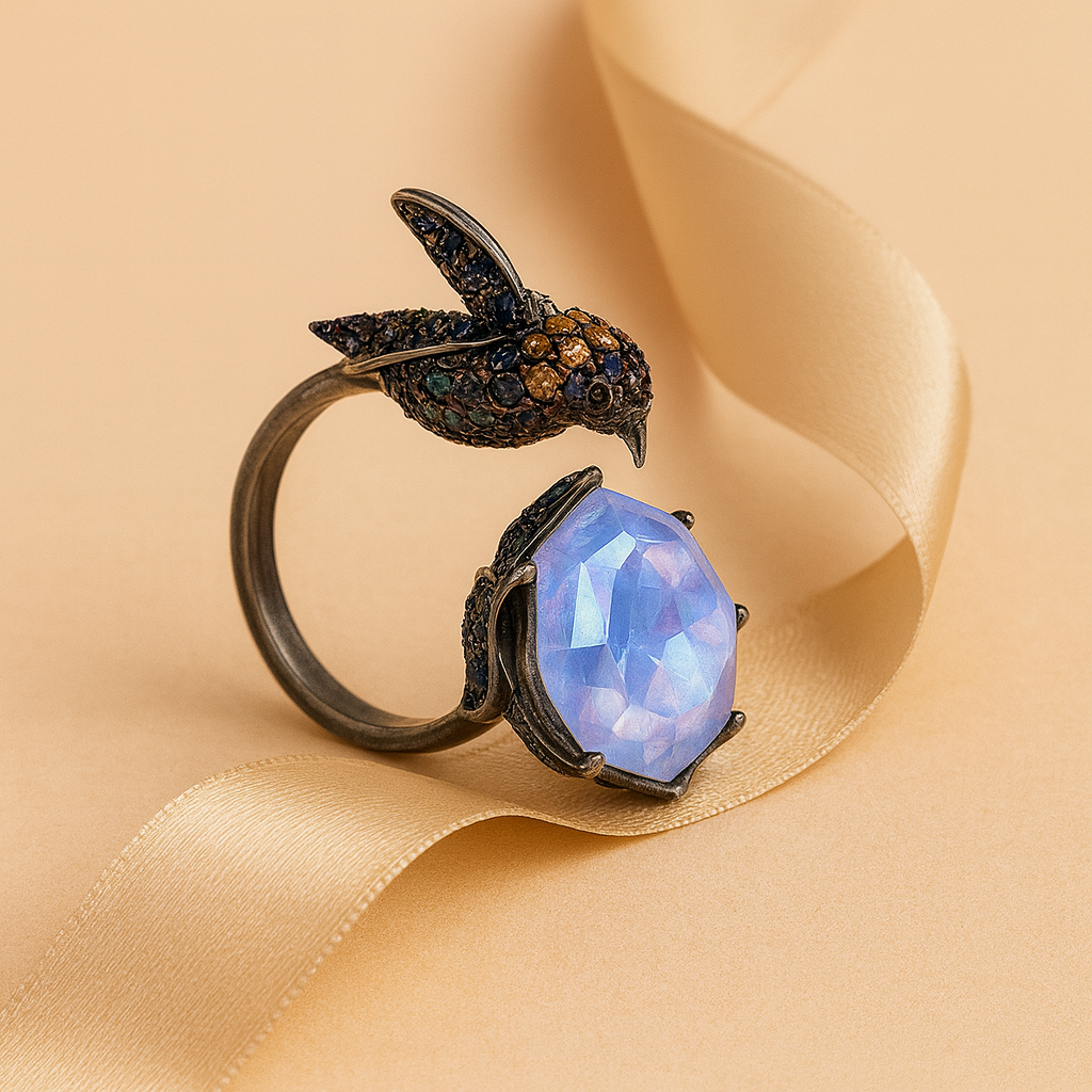 Aanura Silver Encrusted Insect-Inspired Ring