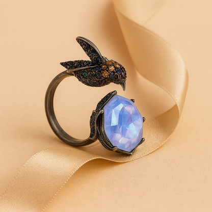 Aanura Silver Encrusted Insect-Inspired Ring