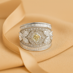 Rhodium Plated Multi Crystal Anti-Tarnish Waterproof Ring