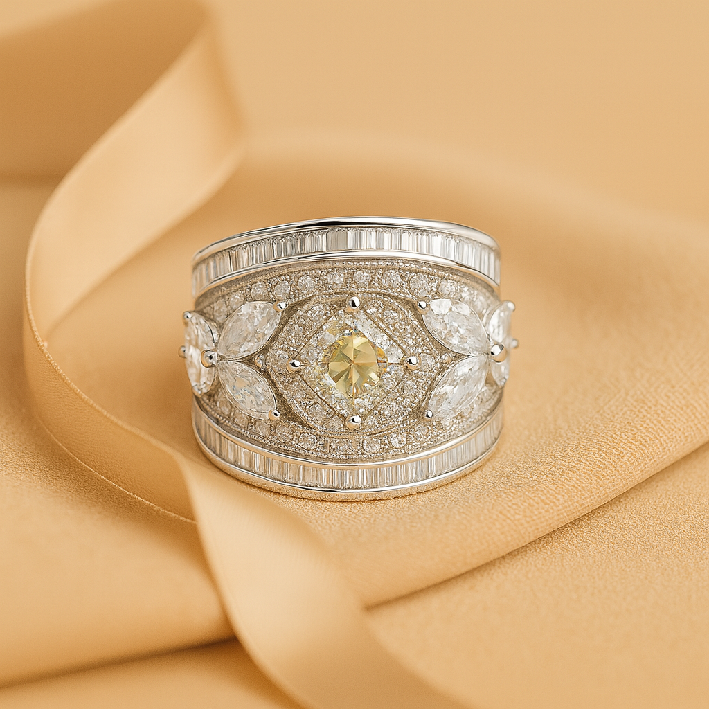 Aanura Silver Multi-Stone Crystal Statement Ring