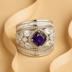 Rhodium Plated Multi Crystal Anti-Tarnish Waterproof Ring