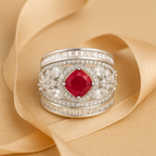 Rhodium Plated Multi Crystal Anti-Tarnish Waterproof Ring