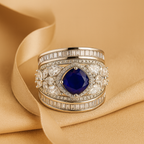 Rhodium Plated Multi Crystal Anti-Tarnish Waterproof Ring