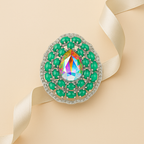 Rhodium Plated Iridescent Halo Anti-Tarnish Waterproof Ring