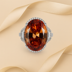 Rhodium Plated Vintage Yellow Gem Anti-Tarnish Waterproof Ring