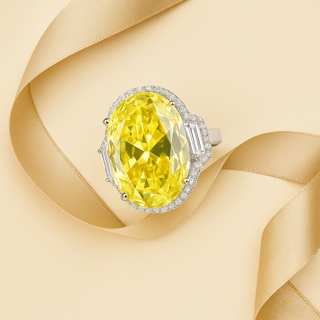 Aanura Silver Yellow Gem Vintage Cocktail Ring