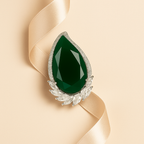 Rhodium Plated Green Teardrop Anti-Tarnish Waterproof Ring