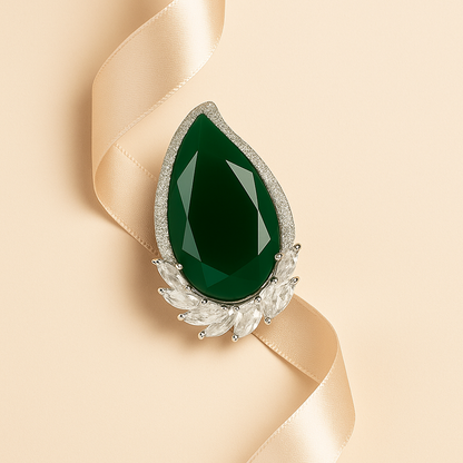 Aanura Silver Teardrop Gem Cocktail Ring