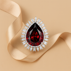 Rhodium Plated Green Oval Halo Anti-Tarnish Waterproof Ring