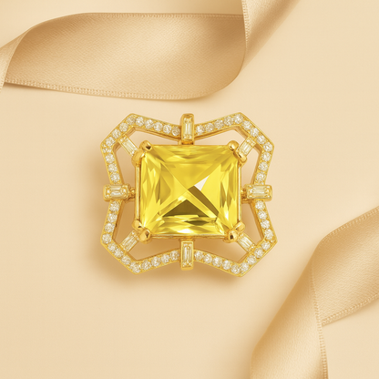 Aanura Gold-Tone Pink Gem Geometric Cocktail Ring