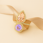 Dual Gem Open Band Anti-Tarnish Waterproof Steel Ring