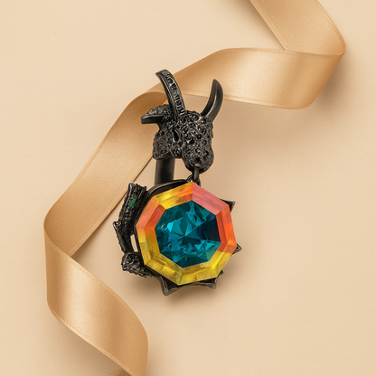 Aanura Silver Encrusted Insect-Inspired Ring