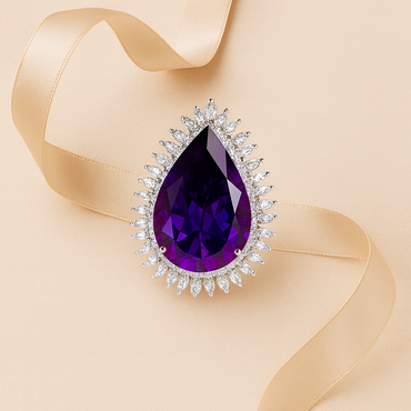 Aanura Oval Gemstone Halo Cocktail Statement Ring