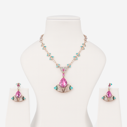 Aanura Pink Tourmaline Statement Necklace Set