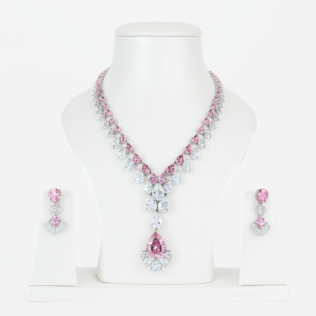 Aanura Majestic Yellow & White Drop Necklace Set