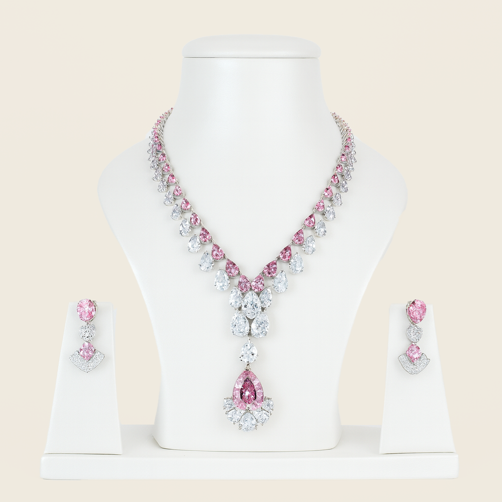 Aanura Majestic Yellow & White Drop Necklace Set