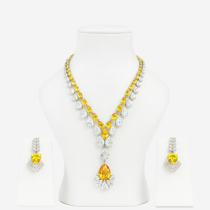 Aanura Majestic Yellow & White Drop Necklace Set