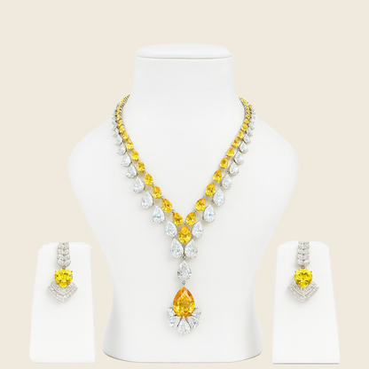 Aanura Majestic Yellow & White Drop Necklace Set