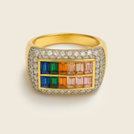 Aanura Gold-Plated Multi-Gemstone Statement Ring