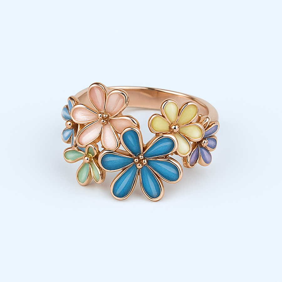 Aanura Multi-Color Enamel Floral Statement Ring