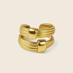 Aanura Matte & Polished Gold Adjustable Statement Ring