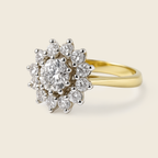 18K Gold-Plated Floral Diamond Cluster Ring – Anti-Tarnish, Waterproof