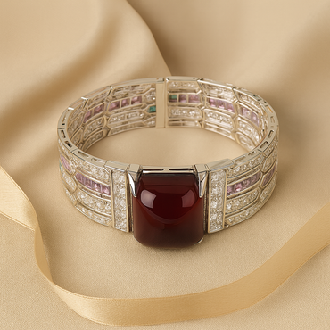 Aanura Regal Garnet Glow Stainless Bracelet