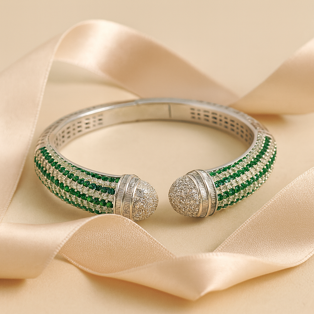 Aanura Emerald Crown Silver Bracelet