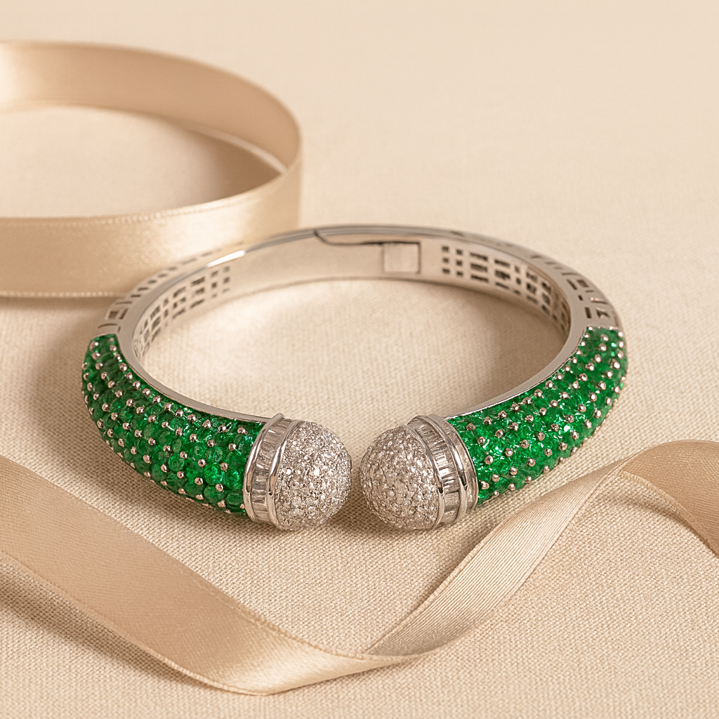 Aanura Emerald Crown Silver Bracelet