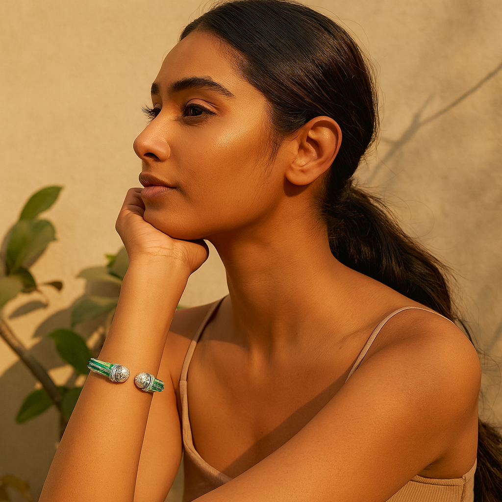 Aanura Emerald Crown Silver Bracelet